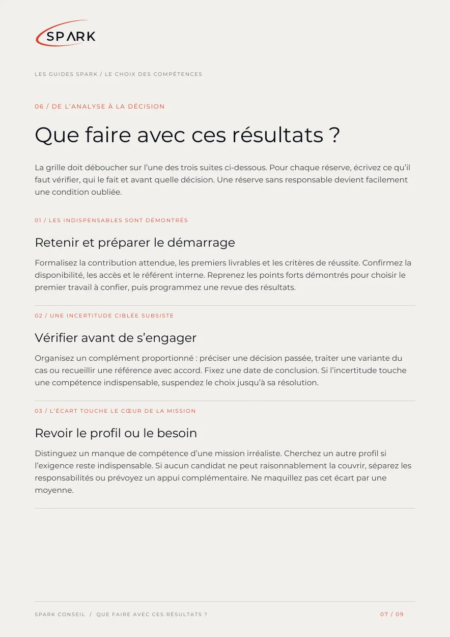 Aperçu de la page 7 du guide : Que faire avec ces résultats ?