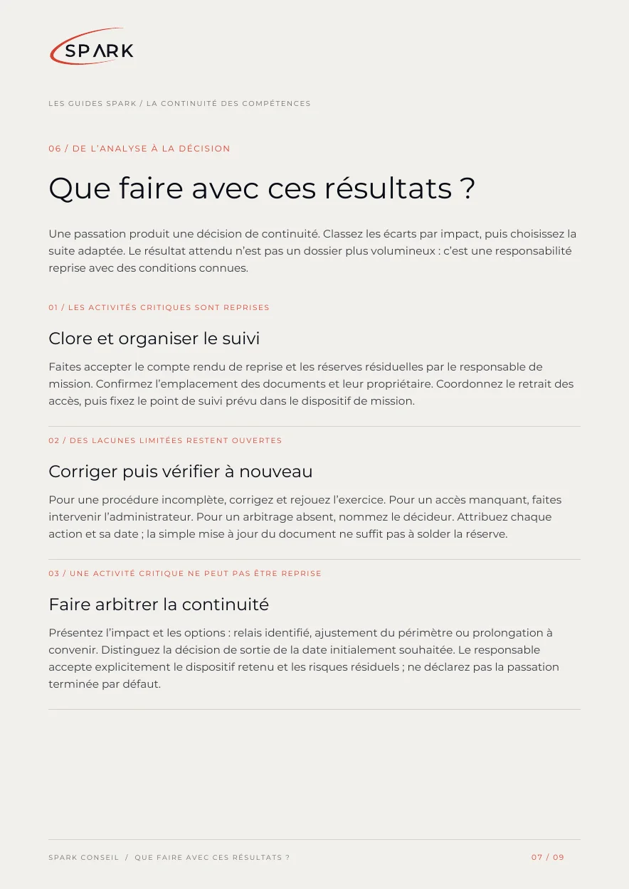 Aperçu de la page 7 du guide : Que faire avec ces résultats ?